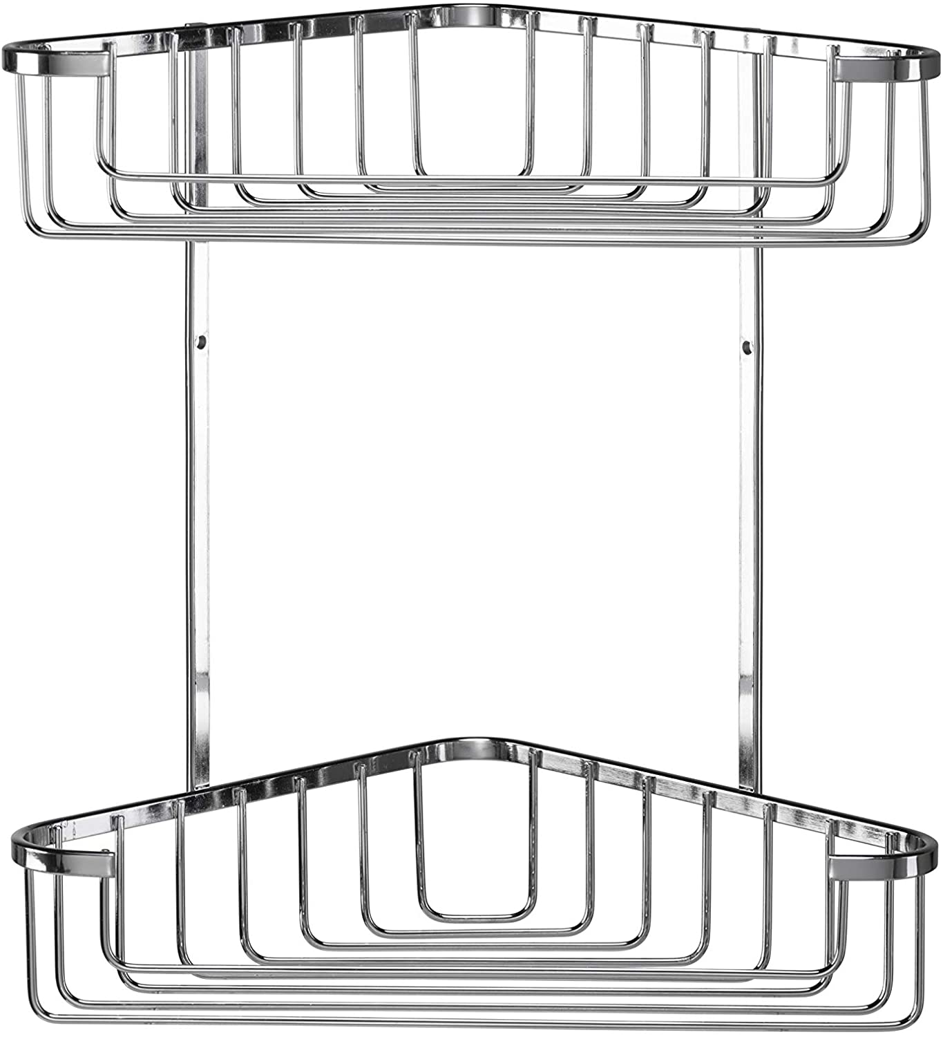 Croydex Small Chrome Plated Rust Free Mild Steel 2-Tier Corner Basket, Silver