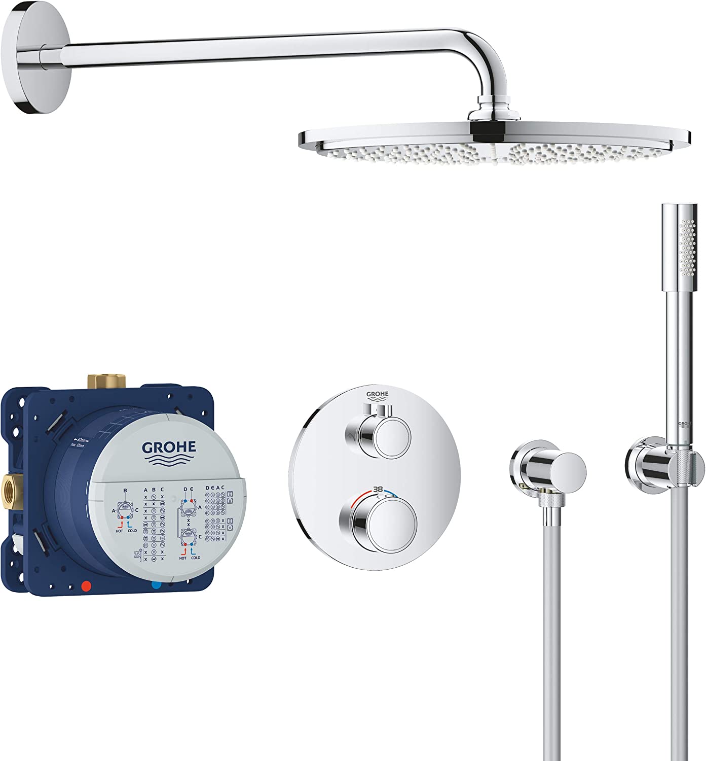 Grohe 34727000 Flush-Mounted Shower System with Tempesta 210 Chrome