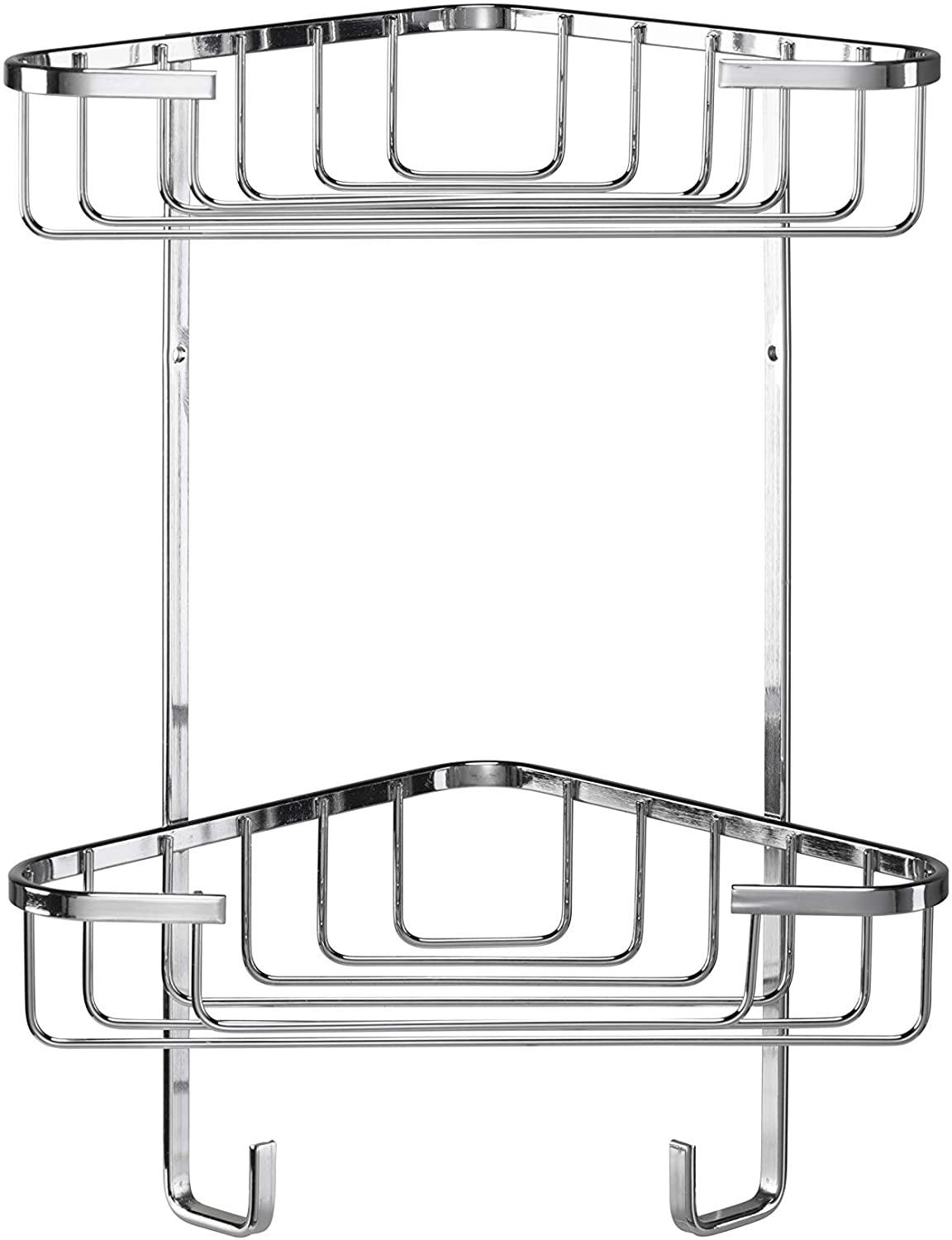 Croydex Small Chrome Plated Rust Free Mild Steel 2-Tier Corner Basket, Silver