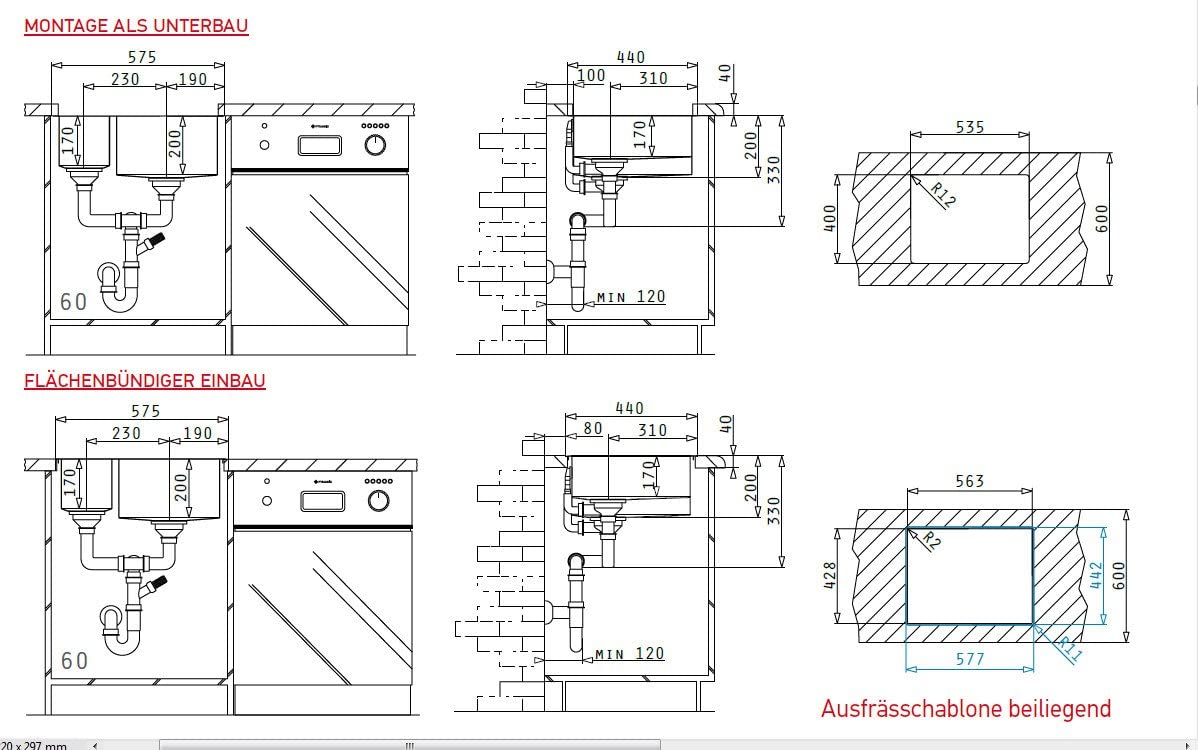 Pyramis 101030701 Stainless Steel Kitchen Sink with One and Half Bowl from Astris, Grey, 57.5 x 44 cm 1 1/2B Right