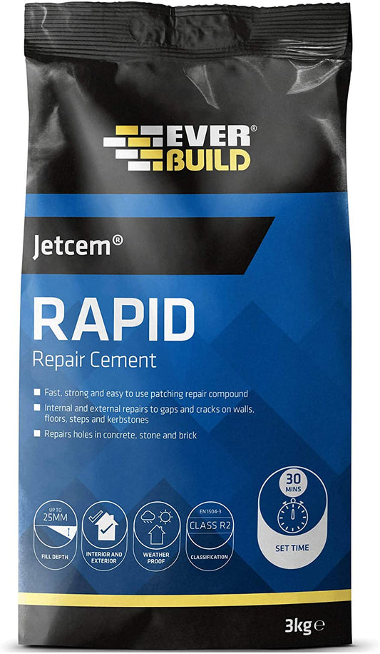 Everbuild JETCEM3 Jetcem Premix Sand Rapid Set Cement, Grey, 3 kg