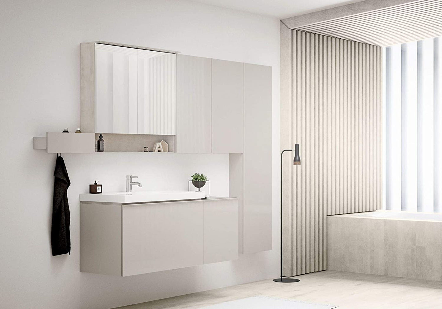 Geberit Acanto Vanity unit Compact 500616, 890x535x416mm, Colour (front/body): glass white/white high gloss lacquered - 500.616.01.2