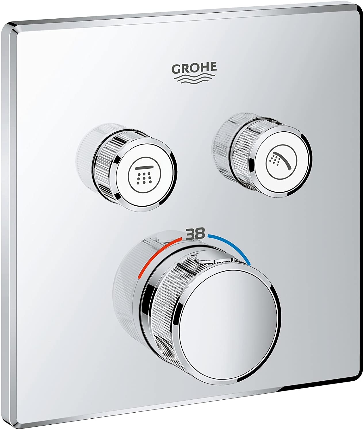 GROHE Grohtherm SmartControl Thermostat with two shut-off valves, colour: super steel - 29124DC0
