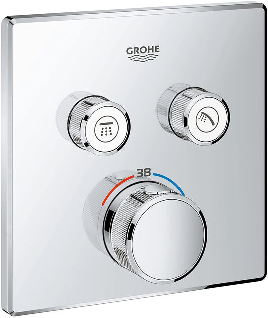 GROHE Grohtherm SmartControl Thermostat with two shut-off valves, colour: super steel - 29124DC0