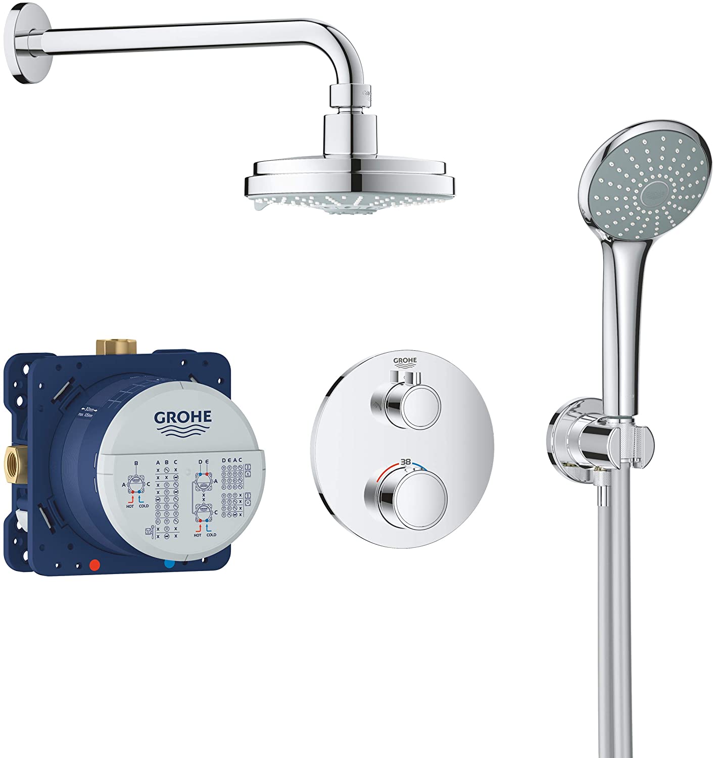 Grohe 34734000 Flush-Mounted Shower System with Rainshower Cosmopolitan 210 Chrome