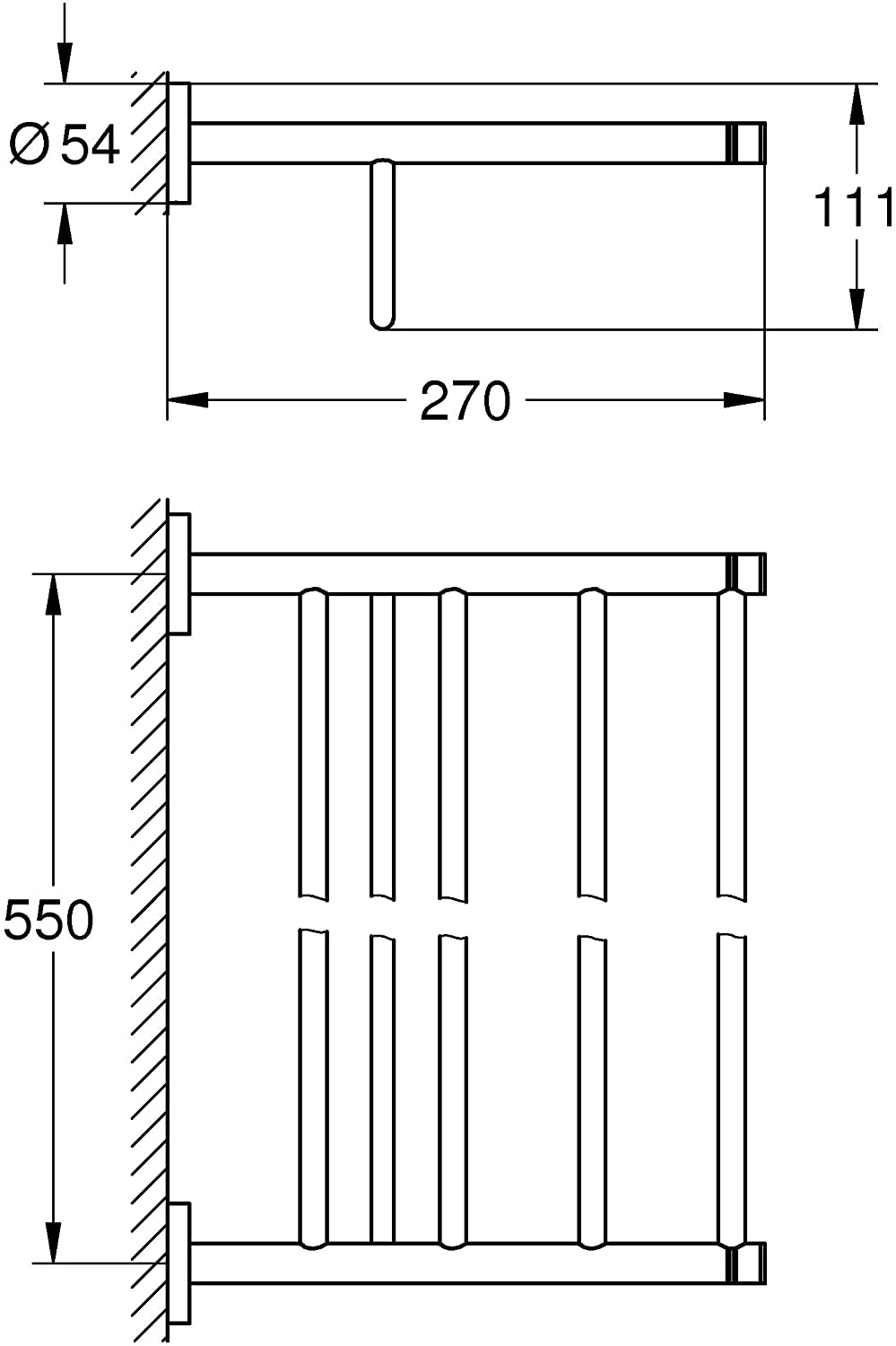 GROHE 40800001 Essentials Towel Rail, Silver