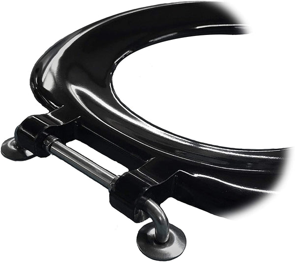 Celmac Adult A Crescent Gap Front Single Flap Toilet Seat with Steel Hinges in Black SCR53BL
