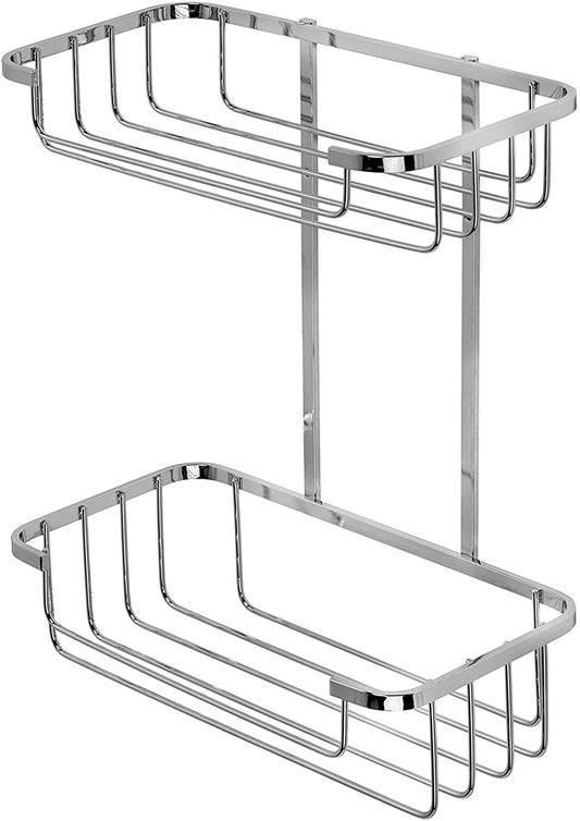 Croydex Stainless Steel Two Tier Cosmetic Basket Shower Caddy, 10 Year Rust Free Guarantee