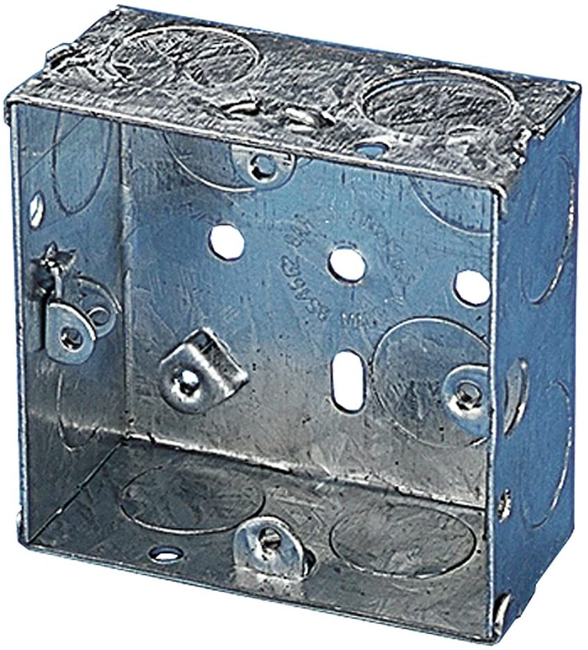 Single Galvanised Metal Recessed Pattress Knockout Back Box - 35mm