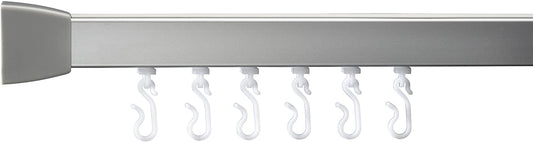 Croydex Professional Profile 800 L-Shaped Shower Rail with Ceiling Support/ Hooks and Gliders, 91.5 x 91.5 cm, Silver