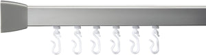 Croydex Professional Profile 800 L-Shaped Shower Rail with Hooks and Gliders, 76 x 167.5 cm, Silver