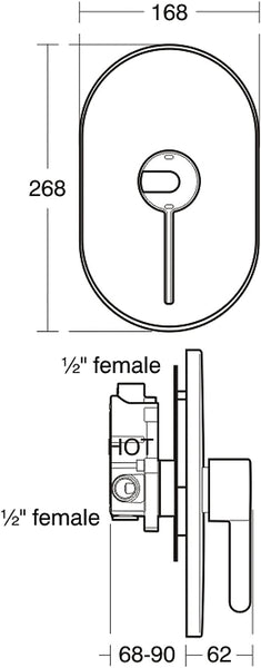 Armitage Shanks A4129AA Contour 21 built-in sequential shower