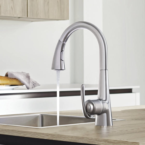 GROHE 32294SD1 | Zedra Kitchen Tap | Pull-Out Comfort Spray | Stainless Steel