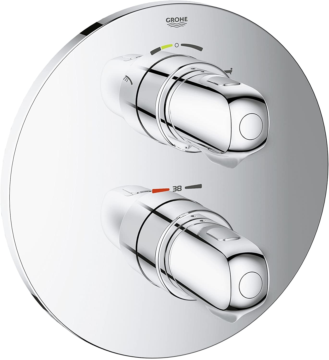 GROHE 19986000 Grohtherm 1000 Thermostatic Bath Trim with 2-Way Diverter (Bath or Shower) for Rapido T-Concealed Thermostat