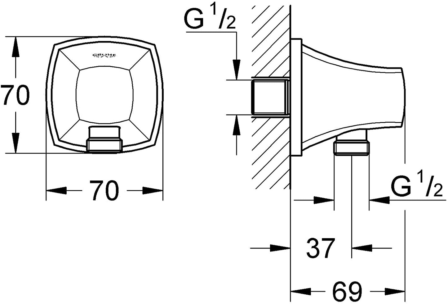 GROHE 27970000 Grandera Shower Outlet Elbow