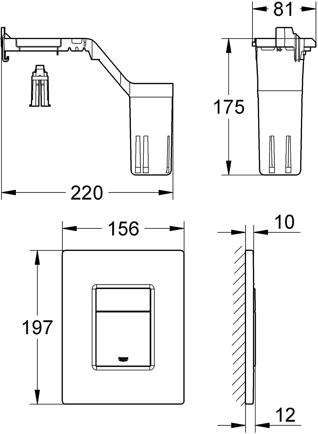 GROHE 38805000 | Skate Cosmopolitan Set Fresh WC Wall Plate