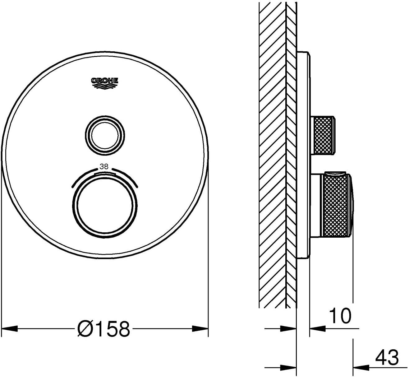 GROHE Grohtherm SmartControl Thermostat with one shut-off valve, round wall rosette, colour: cool sunrise - 29118GL0