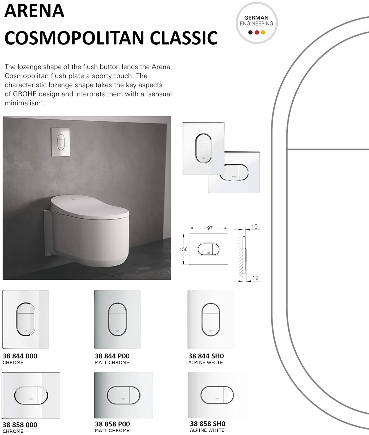 GROHE 38844SH0 | Arena Cosmopolitan WC Wall Plate