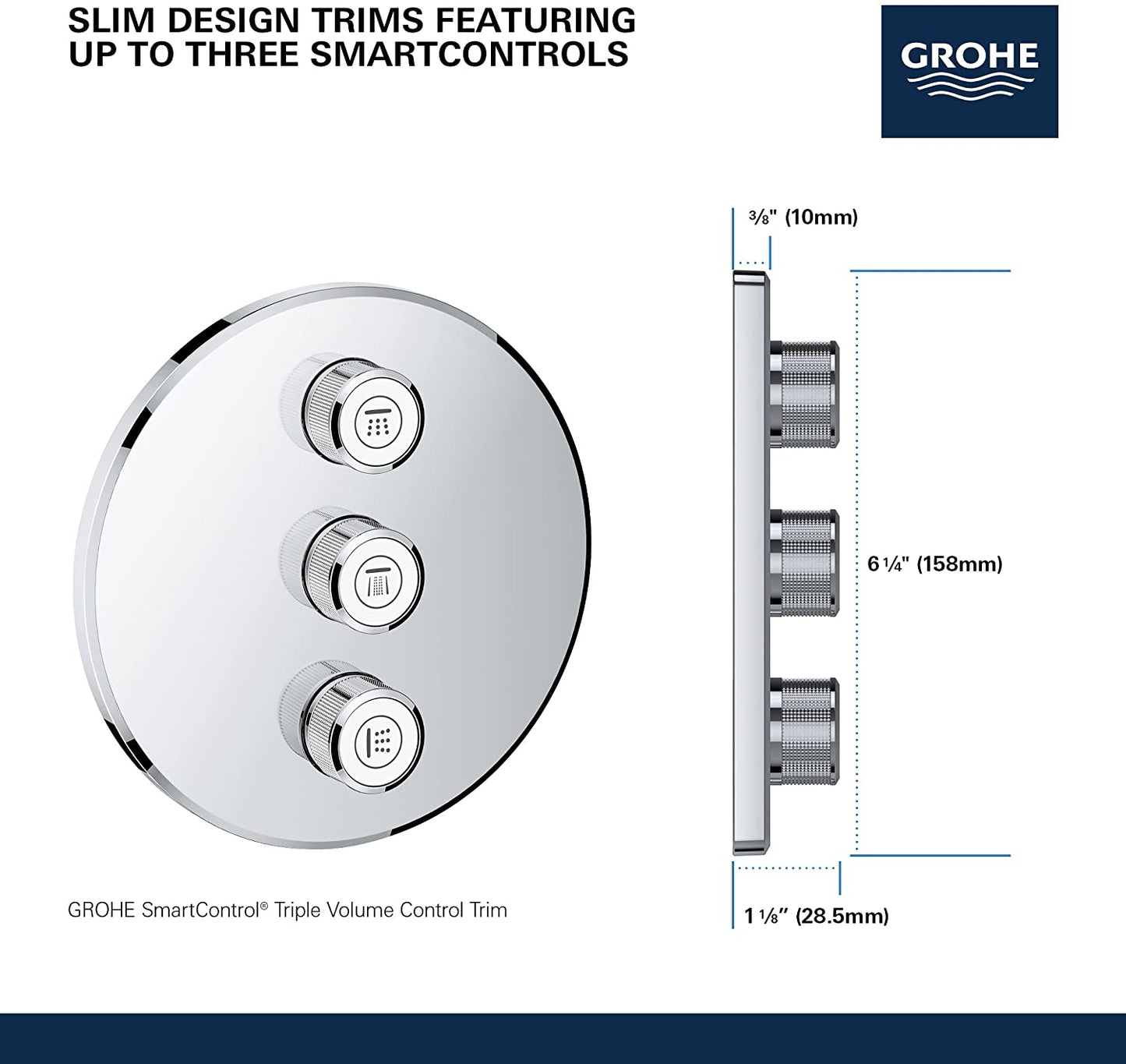 GROHE Grohtherm SmartControl 3-way concealed valve, round wall rose, colour: hard graphite - 29122A00