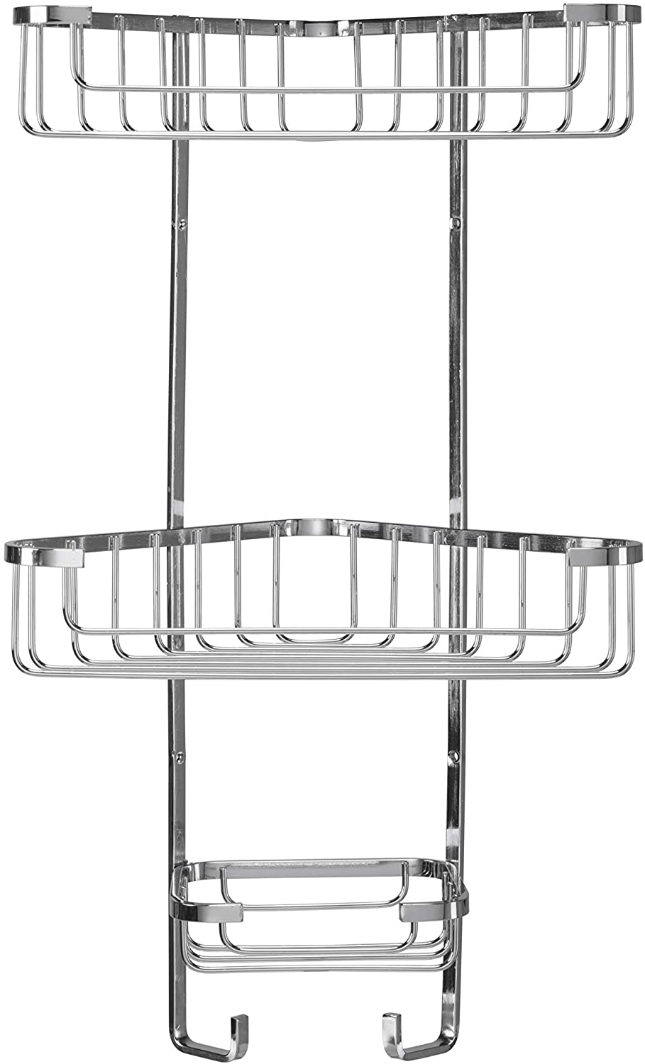 Croydex Stainless Steel Three Tier Corner Basket Shower Caddy, 10 Year Rust Free Guarantee