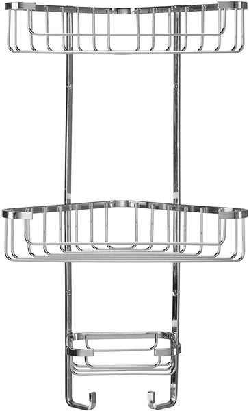 Croydex Stainless Steel Three Tier Corner Basket Shower Caddy, 10 Year Rust Free Guarantee