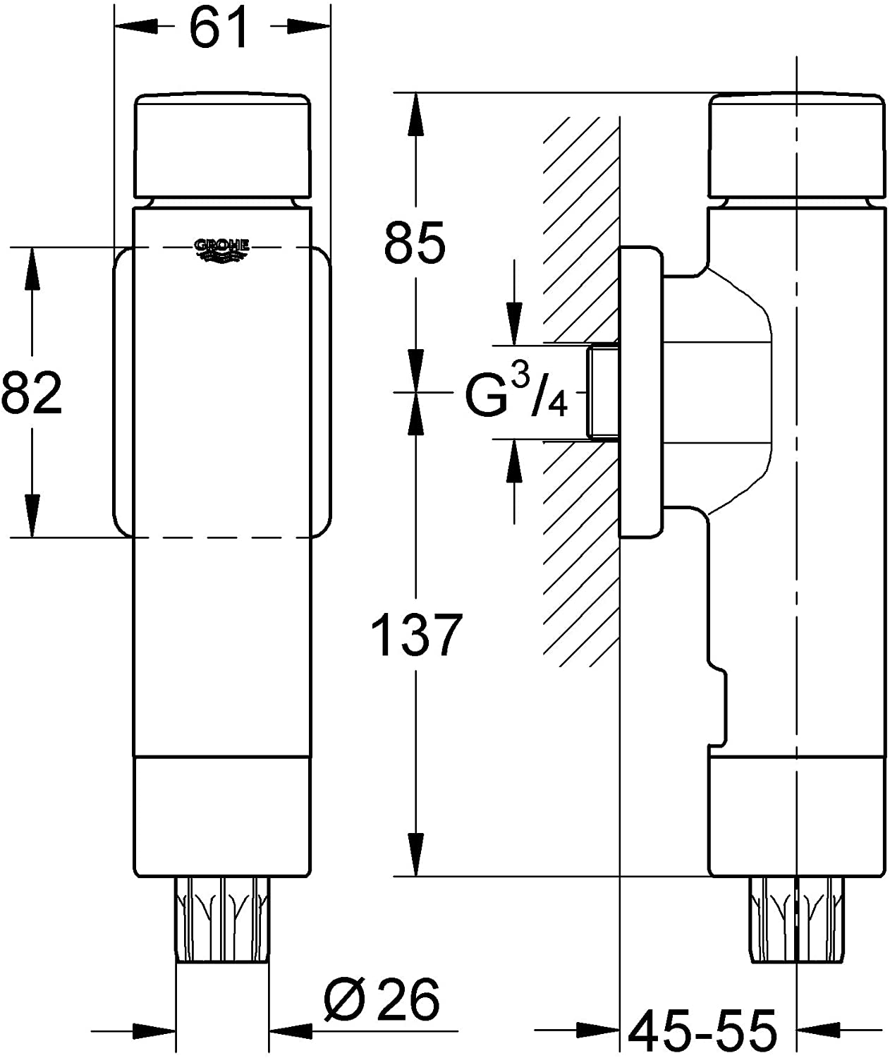 Grohe 37347000 Rondo A.S Flush Valve for Toilet
