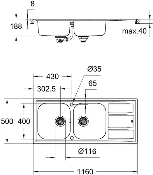 GROHE 31587SD0 | K400 Sink 2.0 bowl | Stainless Steel