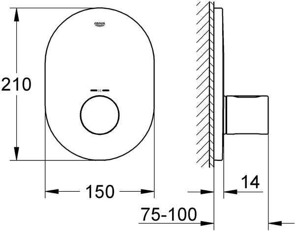 GROHE 19469000 | Grohtherm 3000 Cosmopolitan Thermostatic Shower Trim