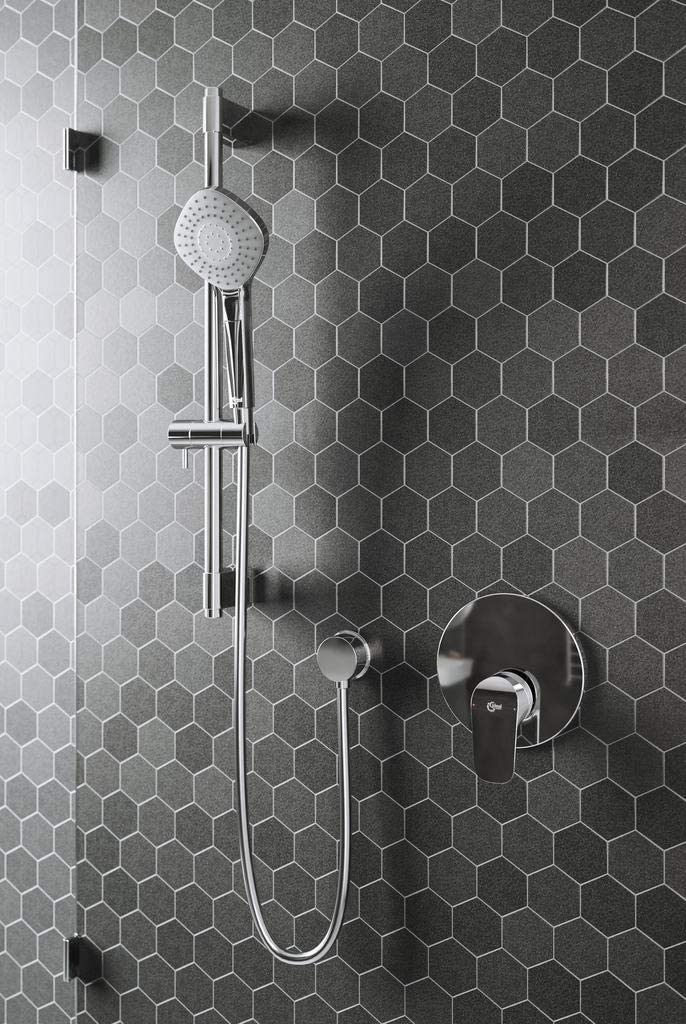 Ideal Standard B2234AA Idealrain EVO Diamond Shower Rod with 3 Function Hand Shower - 600mm Wall Pole - Chrome