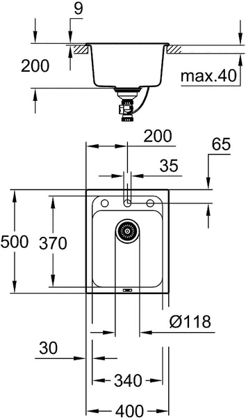 Grohe K700 31650AT0 Composite Sink Granite Grey