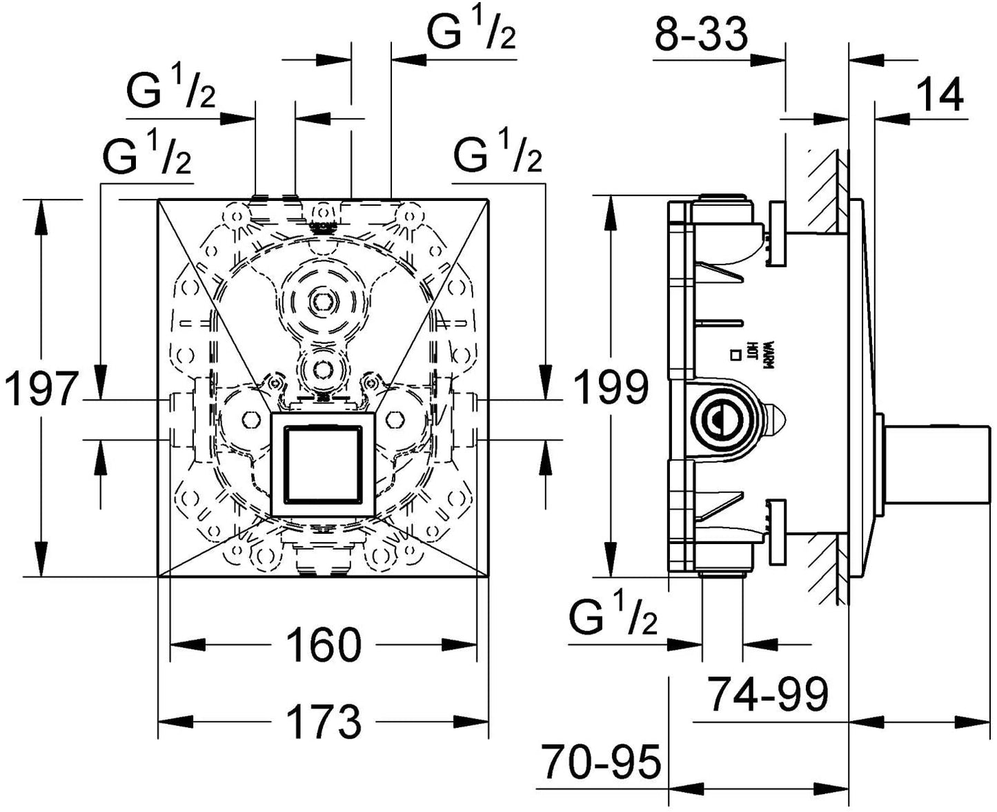 GROHE 19887000 Allure Brilliant Trim for Thermostatic Shower Valve