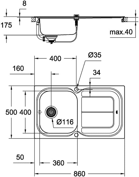 GROHE 31563SD0 | K300 Sink 1.0 bowl | Stainless Steel