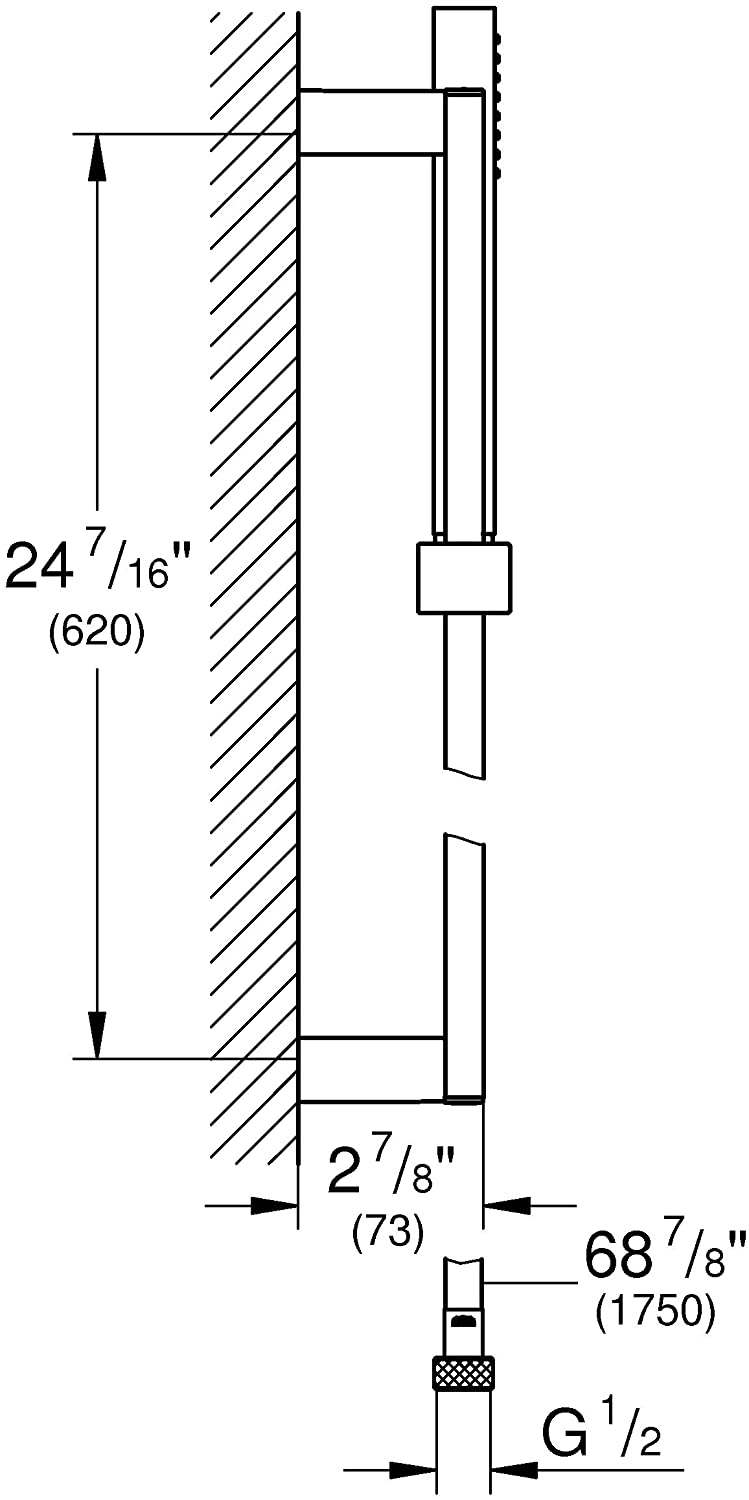 GROHE 27891000 Euphoria Cube Plus Metal Hand Shower Set with 600mm Shower Rail - Chrome Finish