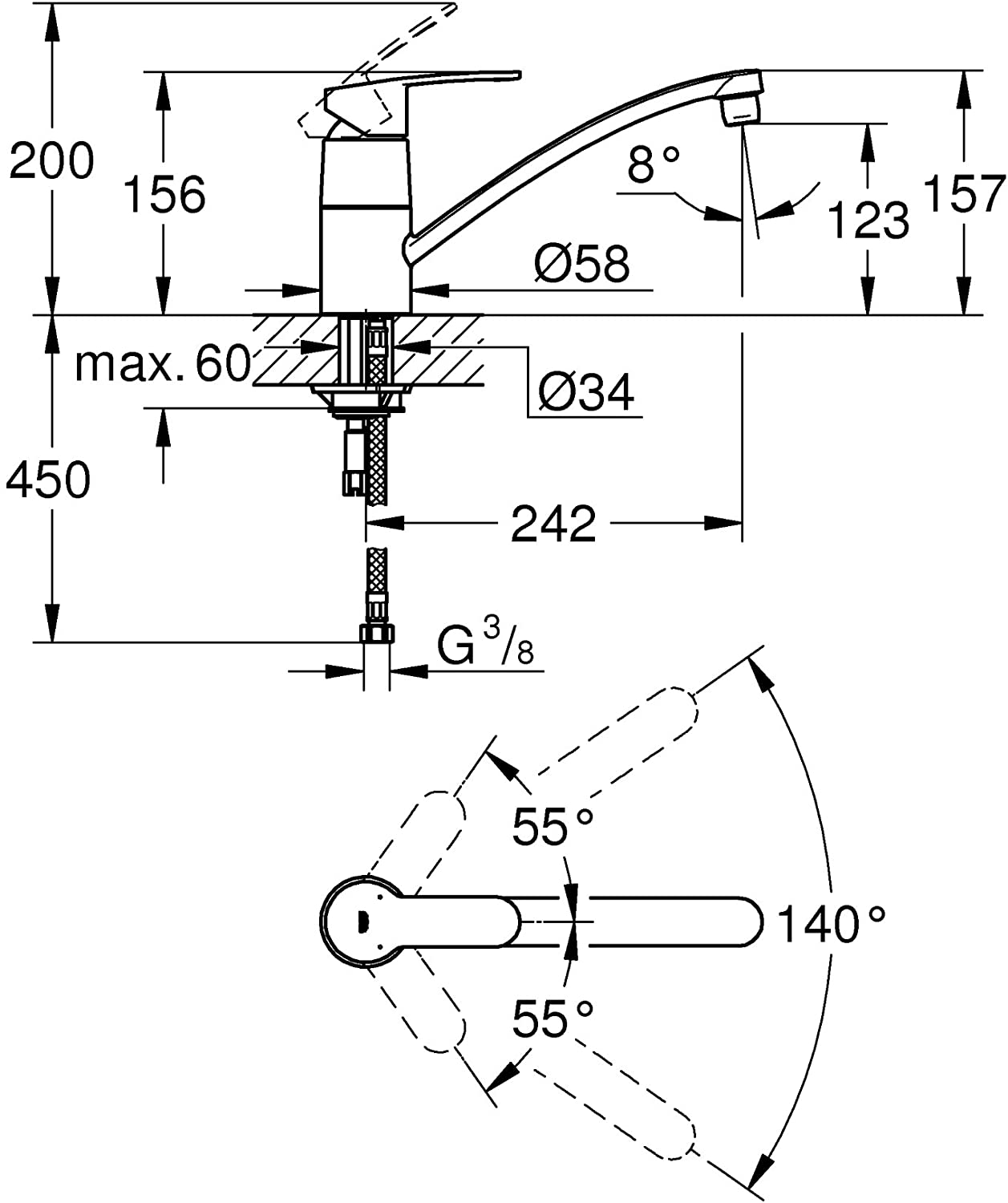 GROHE 33977002 Eurostyle Cosmopolitan Kitchen Tap