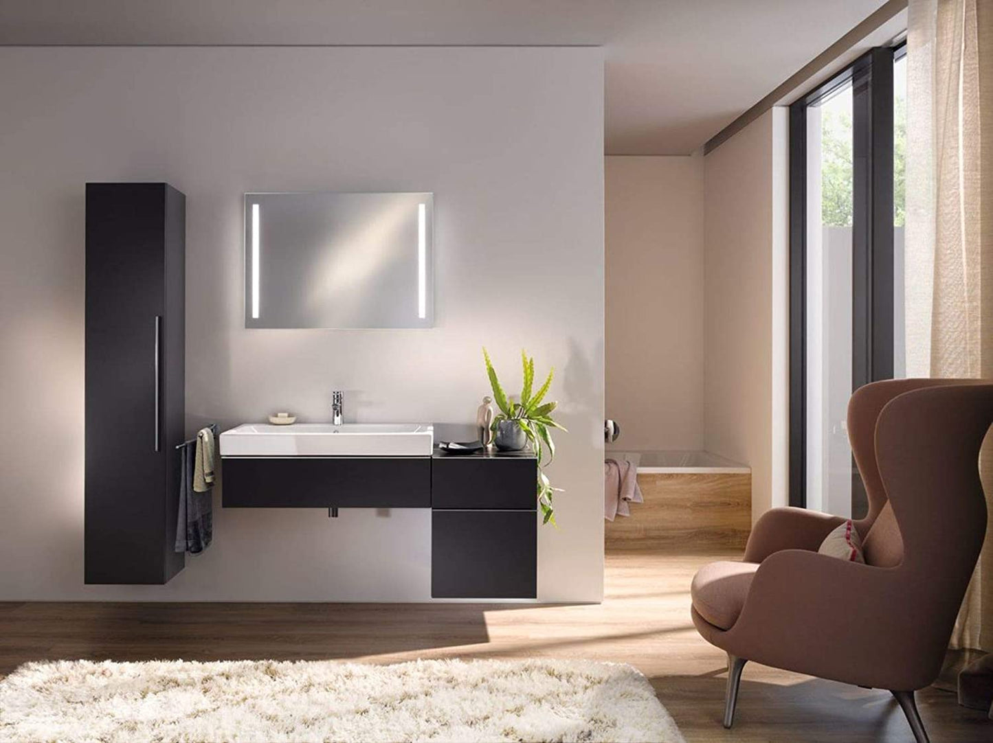 Geberit iCon washstand 90x48,5cm white, 124195 with decorative bowl left, colour: White, with KeraTect - 124195600