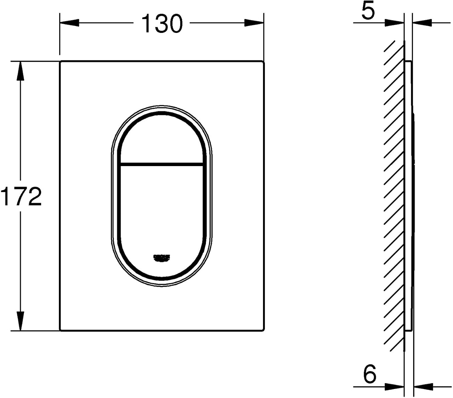 GROHE Arena Cosmopolitan S | Toilet Flush Plate | Small 130 x 172 mm | Matt Chrome | 37624P00