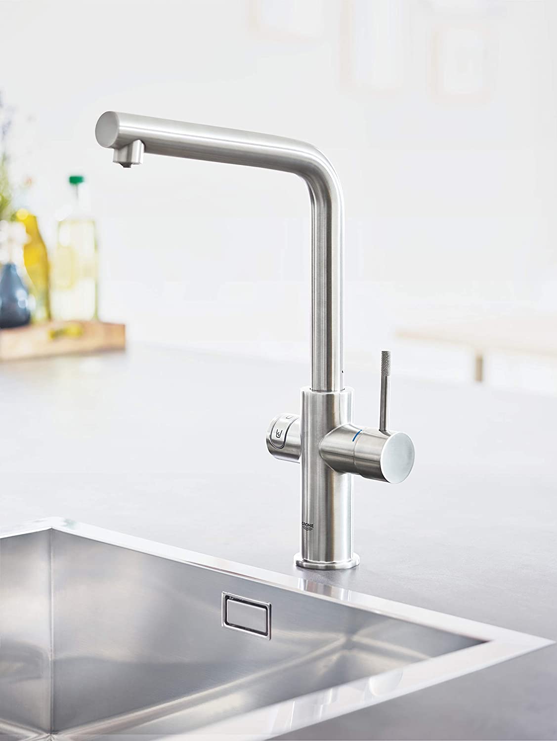 GROHE 31454DC0 High L-Spout Blue Home Duo Starter Kit - Stainless Steel (2-Piece)