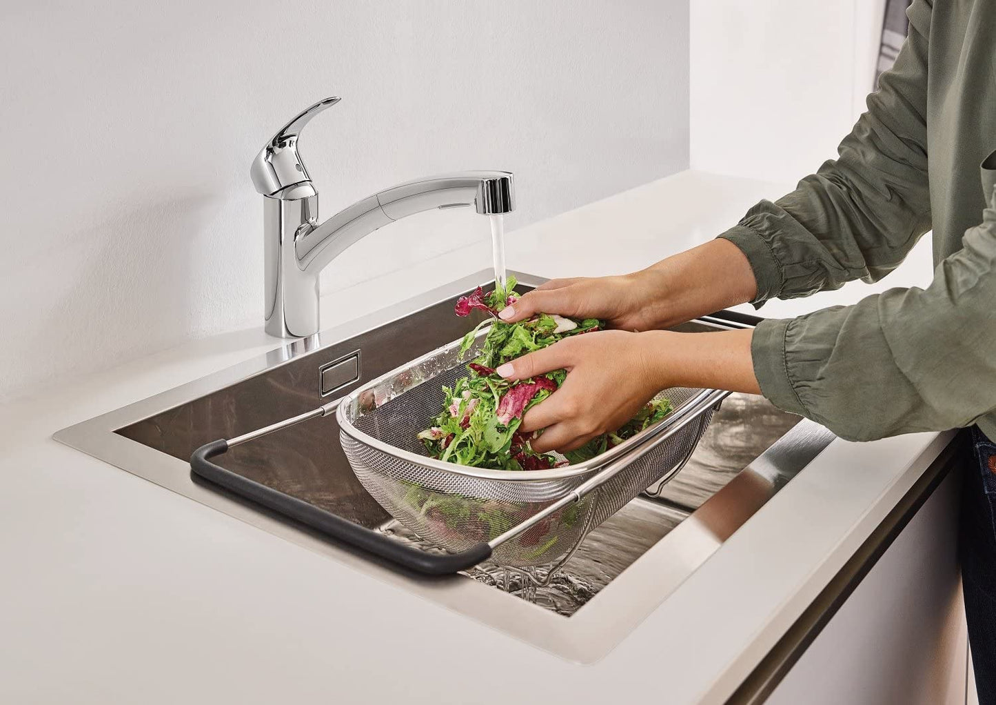GROHE 30305000 Eurosmart Pull-Out Single-Lever Kitchen Tap