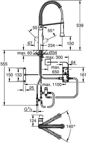 GROHE 30311DC0 Single-Lever Essence Kitchen Tap with Electronic Foot Control - Stainless Steel