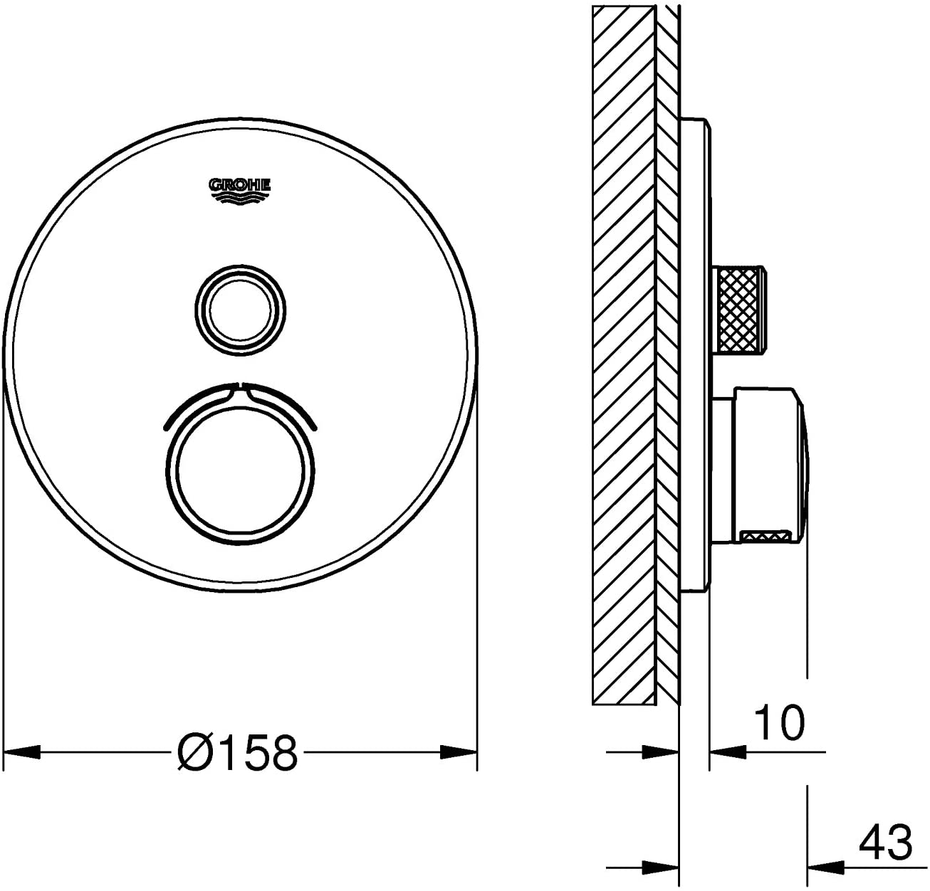 GROHE 29144000 | SmartControl Concealed Mixer | Round | 1 Valve