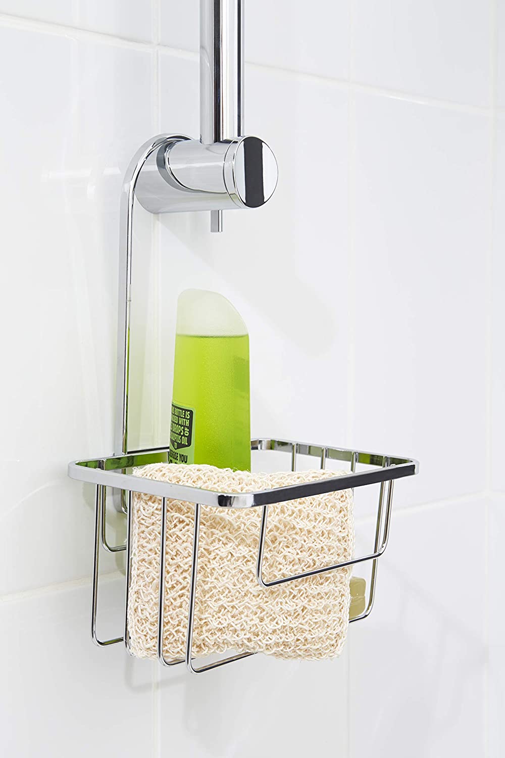 Croydex Chrome Shower Riser Rail Hook Over Caddy Basket, 5 Year Rust Free Guarantee