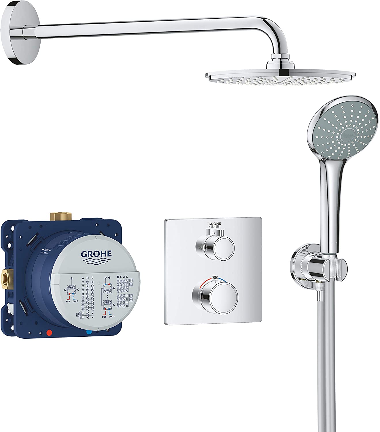 Grohe 34734000 Flush-Mounted Shower System with Rainshower Cosmopolitan 210 Chrome