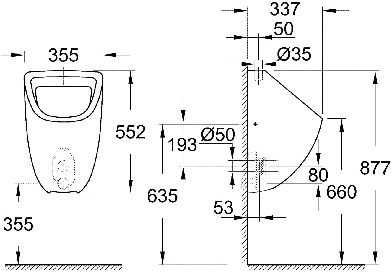 Grohe BAU Ceramic 39439í«ÌÎ_Urinal with Inlet from Above alpinweiÌÎÌ_í»