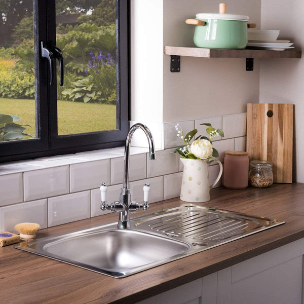 Leisure Euroline EL860NC 860 x 435mm Single Bowl Compact Kitchen Sink - Stainless Steel