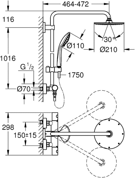 Grohe Euphoria 310̴Ì_Shower System Thermostat