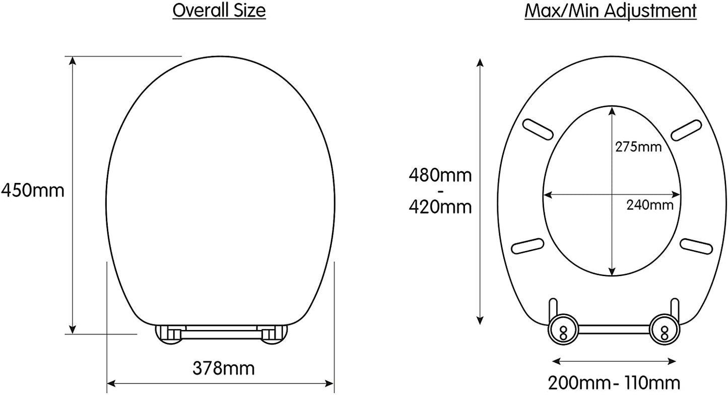 Croydex Flexi-Fix Lucerne Always Fits Never Slips Slow Close Toilet Seat, Wood, White, 45 x 37.8 x 6 cm
