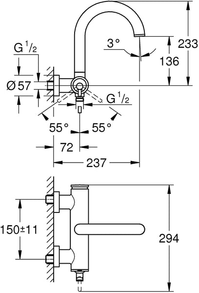 Grohe Atrio 32652003åÊ| Tub Bathtub Mixing Valve One Nozzle DN 15åÊChrome