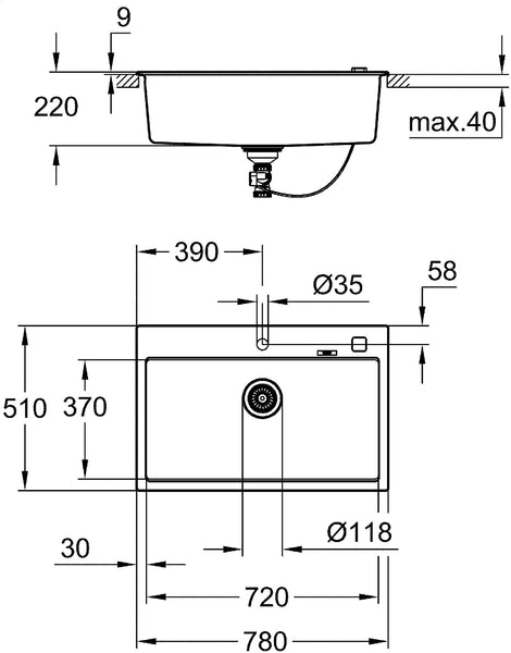 Grohe K700 31652AT0 Composite Sink Granite Grey