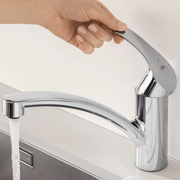 GROHE Eurosmart Kitchen Tap (140 Degree Swivel Range, Ecojoy, Starlight and Separate Internal Waterways)