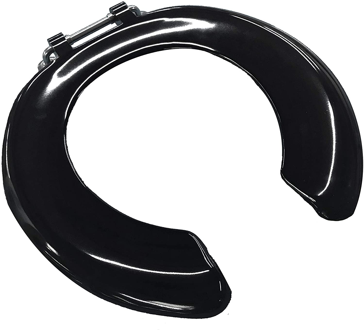 Celmac Adult A Crescent Gap Front Single Flap Toilet Seat with Steel Hinges in Black SCR53BL